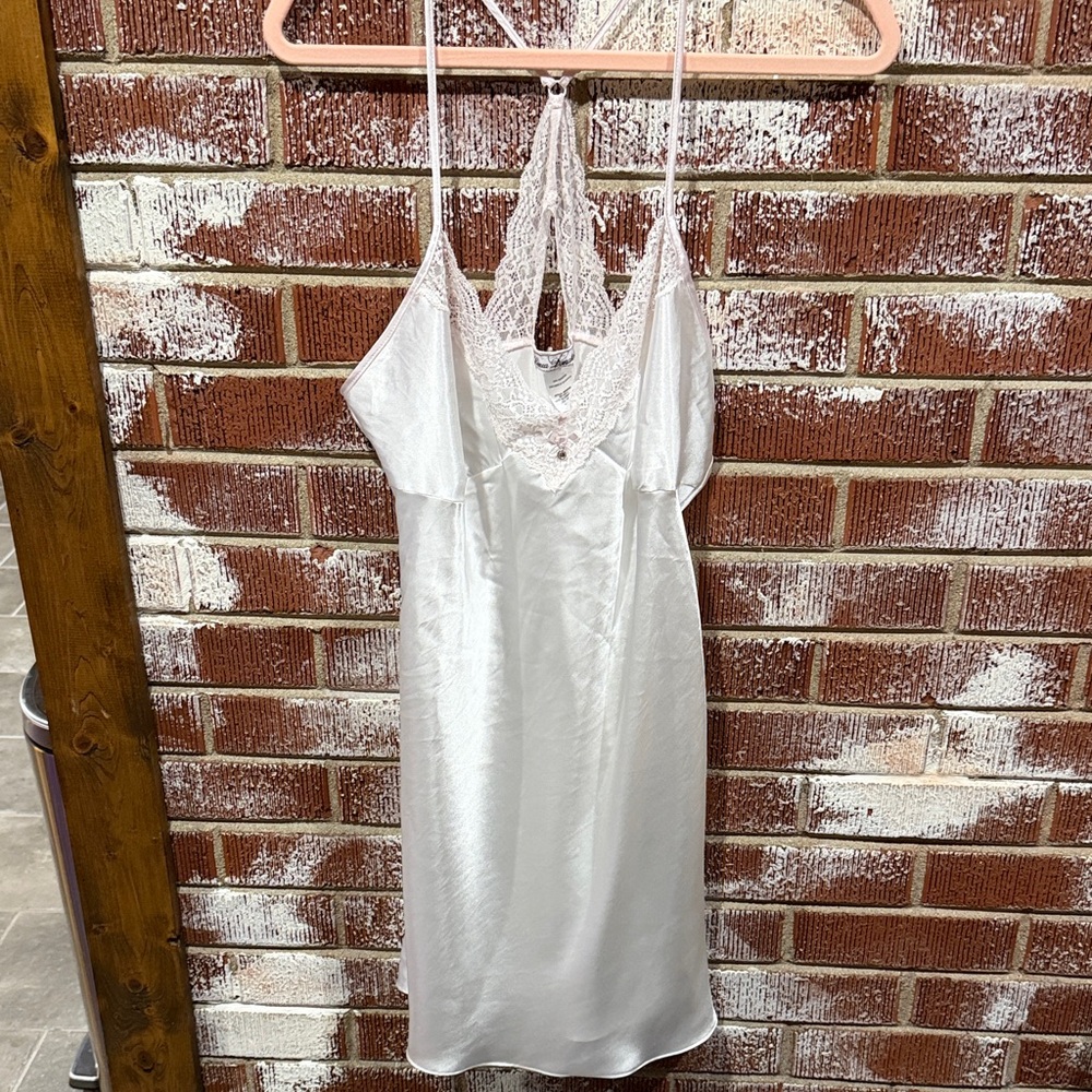 Linea Donatella White Lace Chemise Bridal Special Occasion satin dress W Size M - Picture 2 of 6